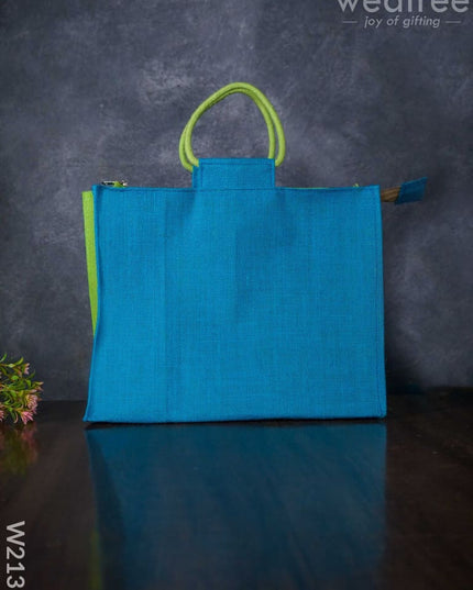 Jute Shopper Bag With Contrast Handle & Gusset - W2139 Bags