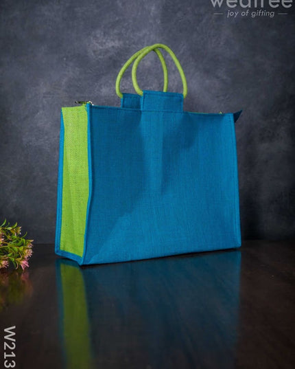 Jute Shopper Bag With Contrast Handle & Gusset - W2139 Bags