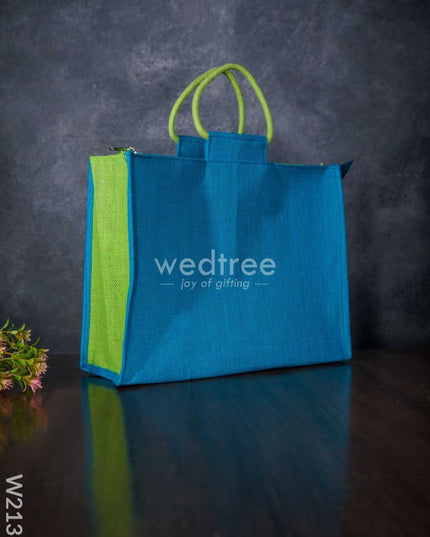 Jute Shopper Bag With Contrast Handle & Gusset - W2139 Bags