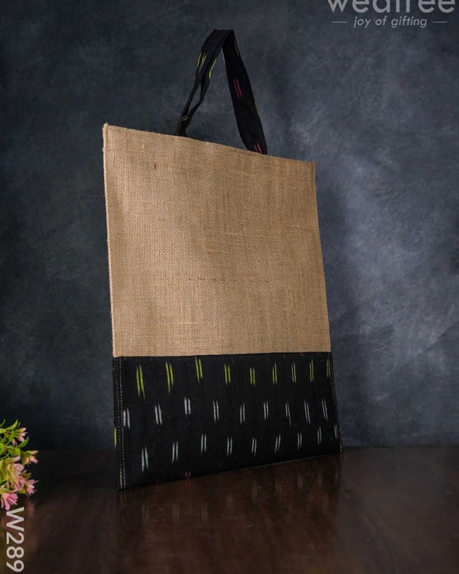 Jute Shopping Bag With Ikkat Fabric - W2896 Bags