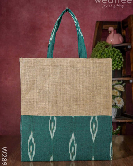 Jute Shopping Bag With Ikkat Fabric - W2896 Bags