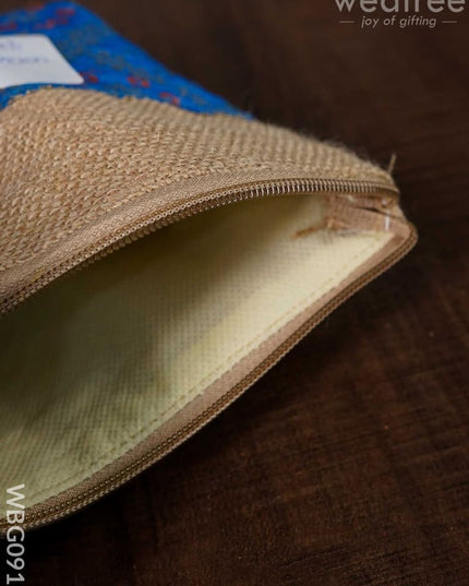 Jute With Raw Silk Return Gift Purse - Wbg0910 Bags