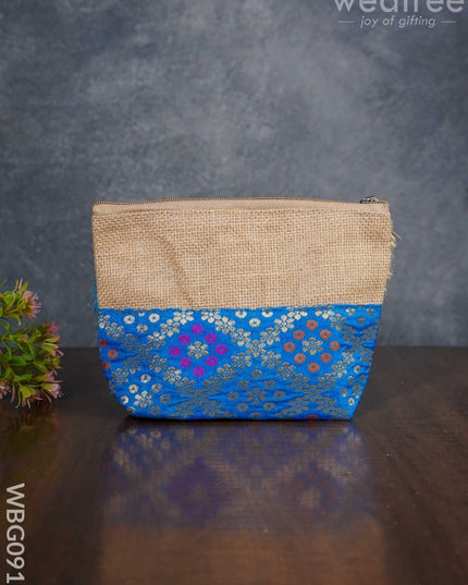 Jute With Raw Silk Return Gift Purse - Wbg0910 Bags