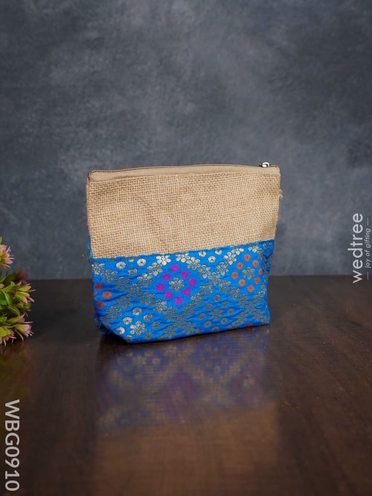 Jute With Raw Silk Return Gift Purse - Wbg0910 Bags