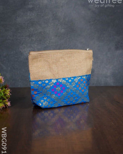 Jute With Raw Silk Return Gift Purse - Wbg0910 Bags