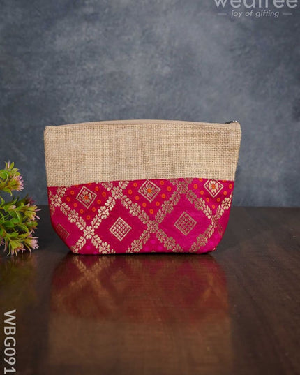 Jute With Raw Silk Return Gift Purse - Wbg0910 Bags
