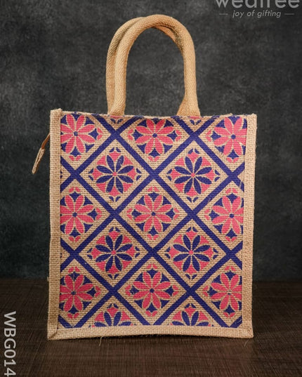 Jutebag - Jute Bag With Floral Design 11X10X5 Inches Wbg0144 Bags