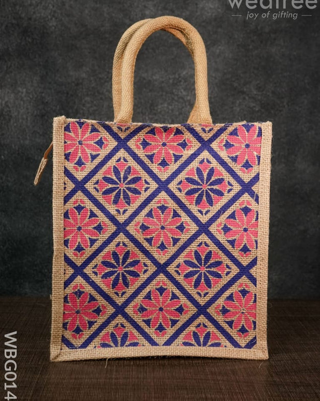 Jutebag - Jute Bag With Floral Design 11X10X5 Inches Wbg0144 Bags