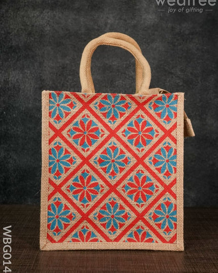 Jutebag - Jute Bag With Floral Design 11X10X5 Inches Wbg0144 Bags