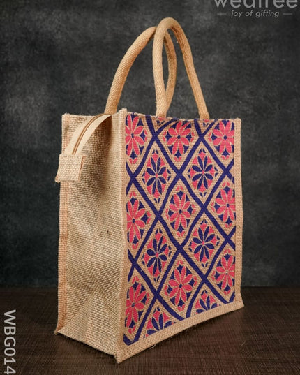 Jutebag - Jute Bag With Floral Design 11X10X5 Inches Wbg0144 Bags