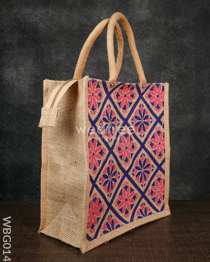 Jutebag - Jute Bag With Floral Design 11X10X5 Inches Wbg0144 Bags