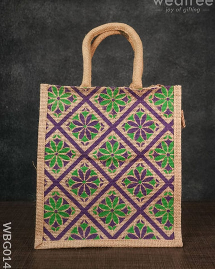 Jutebag - Jute Bag With Floral Design 11X10X5 Inches Wbg0144 Bags