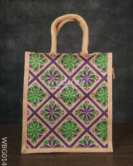 Jutebag - Jute Bag With Floral Design 11X10X5 Inches Wbg0144 Bags