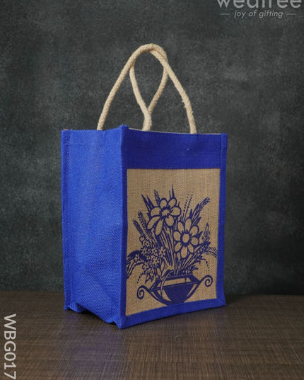 Jutebag - Multi Design Jute Bag With Rope Handles 8X10X6 Inches Wbg0175 Bags