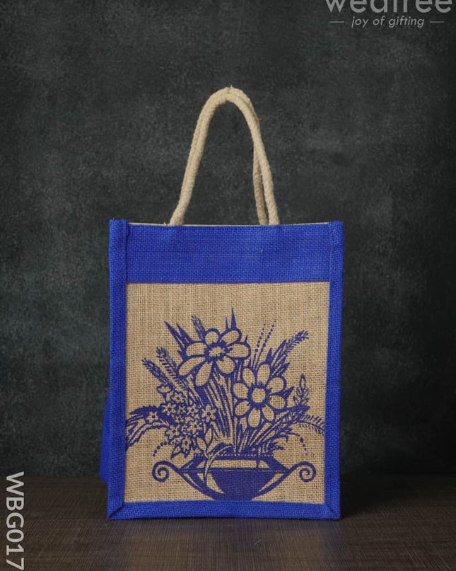 Jutebag - Multi Design Jute Bag With Rope Handles 8X10X6 Inches Wbg0175 Bags