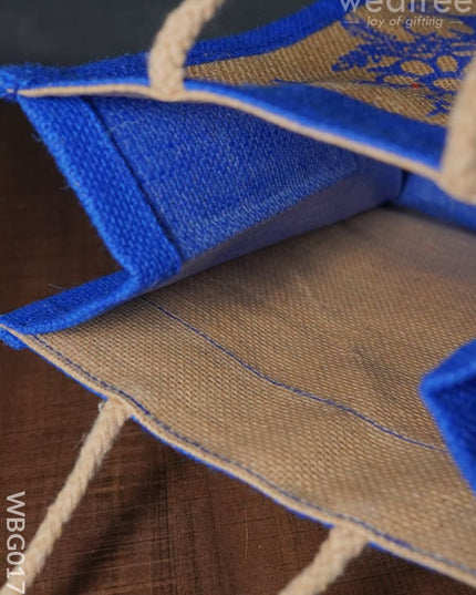 Jutebag - Multi Design Jute Bag With Rope Handles 8X10X6 Inches Wbg0175 Bags