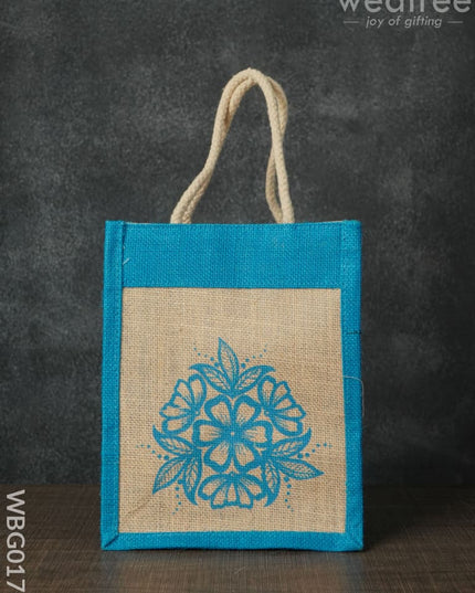 Jutebag - Multi Design Jute Bag With Rope Handles 8X10X6 Inches Wbg0175 Bags