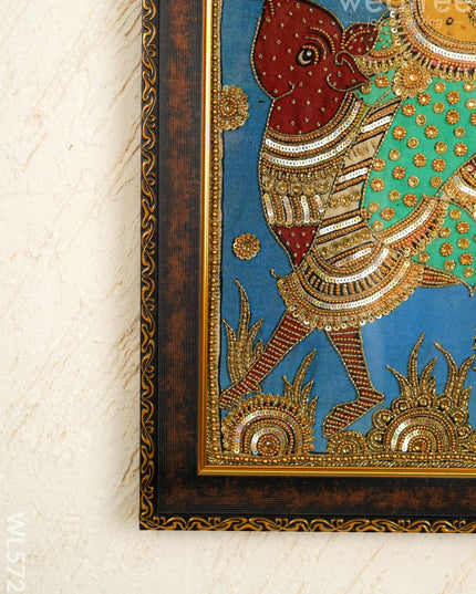 Kalamkari Semi Silk Artwork - Ganesha - WL5727 - Frames