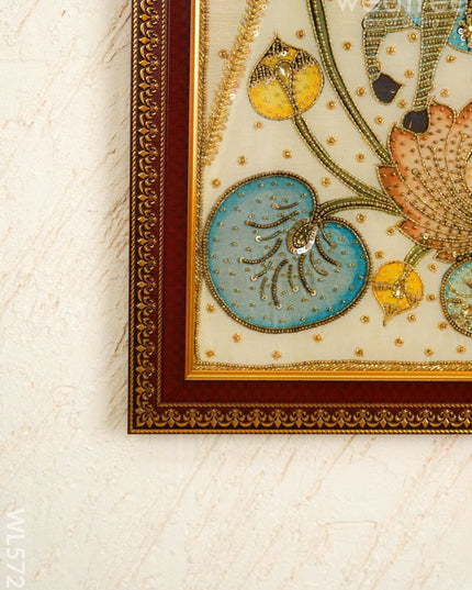 Kalamkari Semi Silk Artwork - Krishna with Cow - WL5726 - Frames