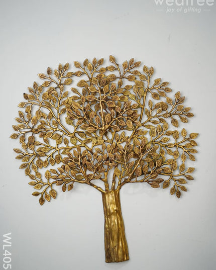 Kalpavriksha Tree With Double Leaves - Wl4054 Brass Wall Hanging
