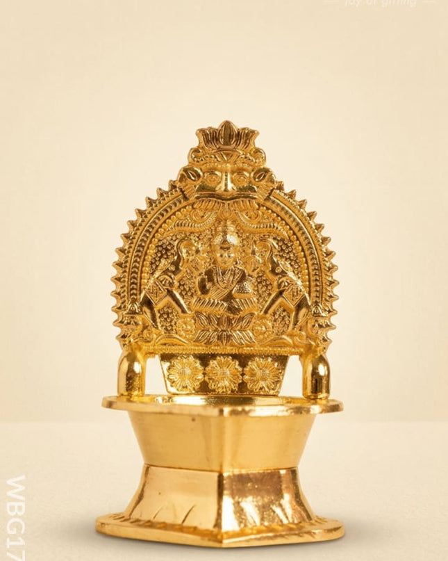 Kamatchi Diya - Gold - 4 inch - WBG1798 - White Metal Diya RG