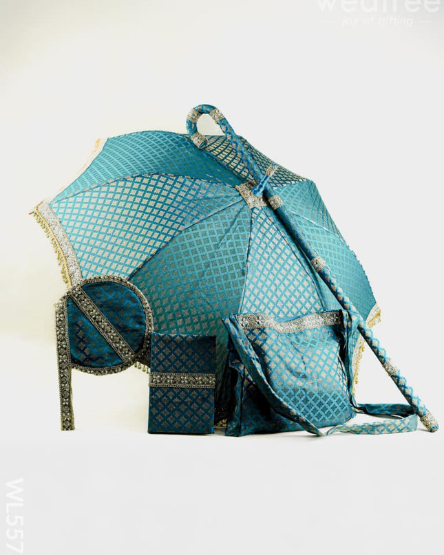 Kasi Yatra Set - Peacock Blue - WL5571 - Wedding Essentials