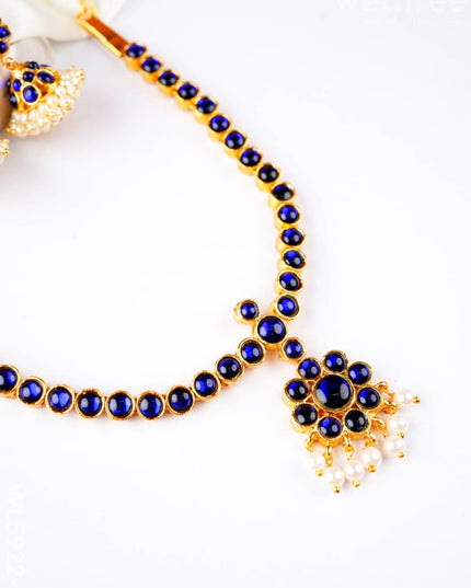 Kemp Necklace with Earrings - Blue - WL5922-3 - Accessories