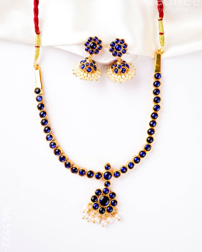 Kemp Necklace with Earrings - Blue - WL5922-3 - Accessories