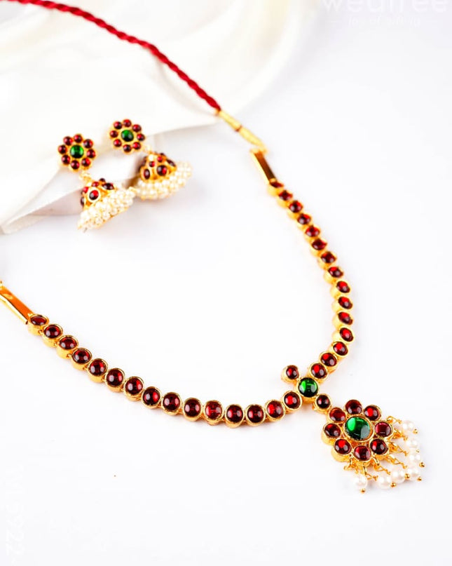 Kemp Necklace with Earrings - Red - WL5922-1 - Accessories