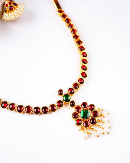 Kemp Necklace with Earrings - Red - WL5922-1 - Accessories