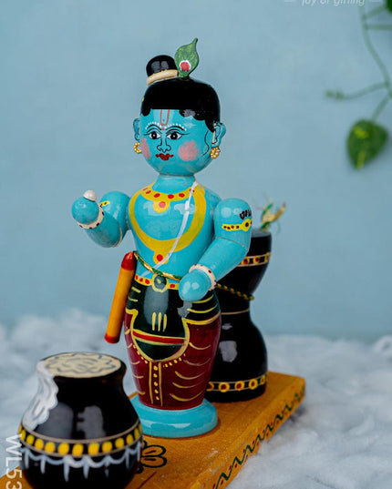 Kondapalli - Butter Krishna - 8 inch - WL5365 - Wooden Decor