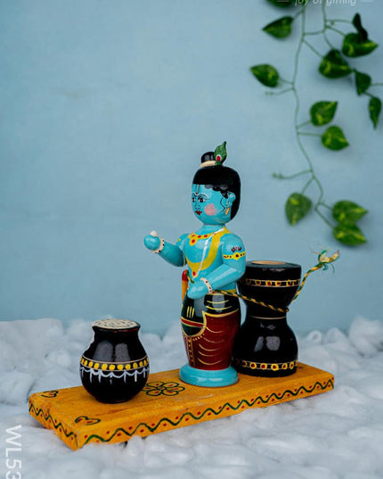 Kondapalli - Butter Krishna - 8 inch - WL5365 - Wooden Decor