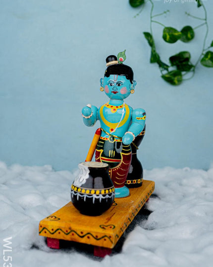 Kondapalli - Butter Krishna - 8 inch - WL5365 - Wooden Decor