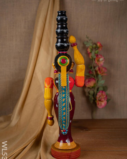 Kondapalli - Lady with 3 Pot - 20 inch - WL5395 - Wooden Decor