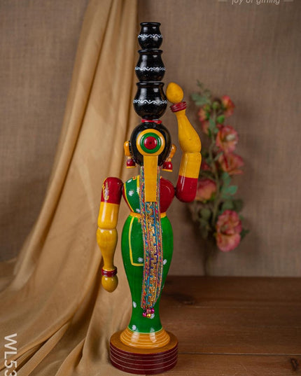 Kondapalli - Lady with 3 Pot - 20 inch - WL5395 - Wooden Decor