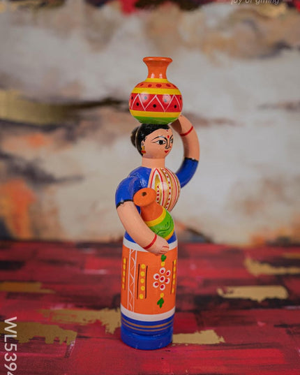 Kondapalli - Lady with Pot - 8 inch - WL5394-1 - Wooden Decor