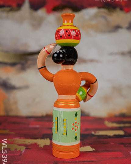 Kondapalli - Lady with Pot - 8 inch - WL5394-1 - Wooden Decor