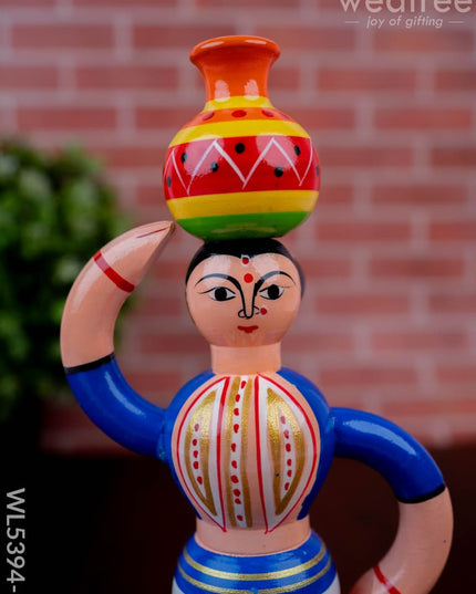 Kondapalli - Lady with Pot - 8 inch - WL5394-2 - Wooden Decor
