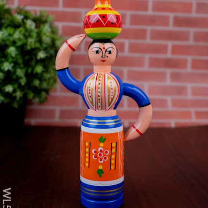 Kondapalli - Lady with Pot - 8 inch - WL5394-2 - Wooden Decor