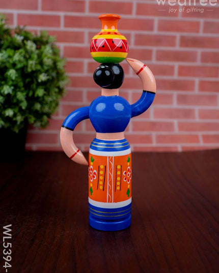 Kondapalli - Lady with Pot - 8 inch - WL5394-2 - Wooden Decor