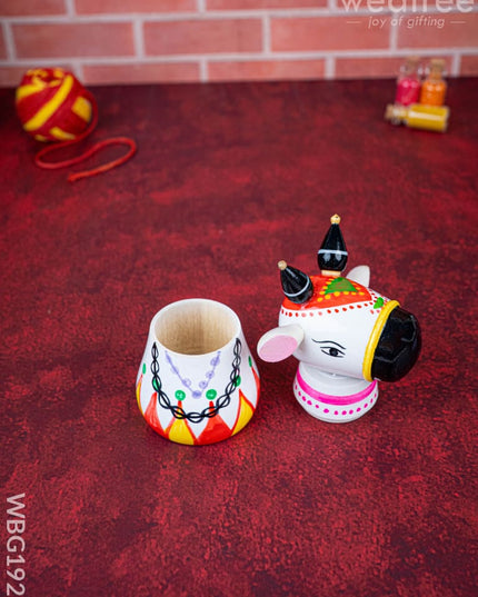 Kondapalli - Nandi Kumkum Box - 4 inch - WBG1926 - Divine Gifts RG