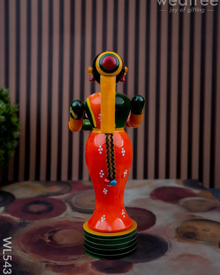 Kondapalli - Welcome Lady with Thambulam - 9 inch - WL5433 - Wooden Decor