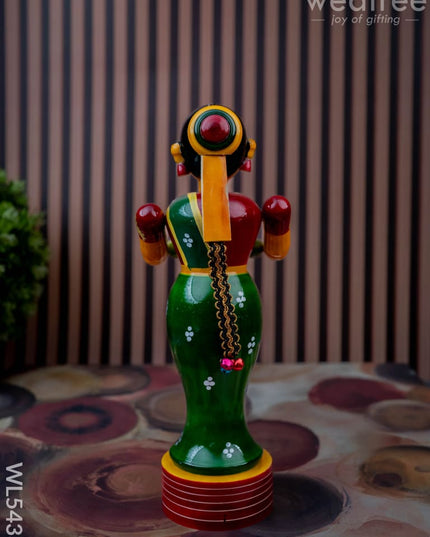 Kondapalli - Welcome Lady with Thambulam - 9 inch - WL5433 - Wooden Decor