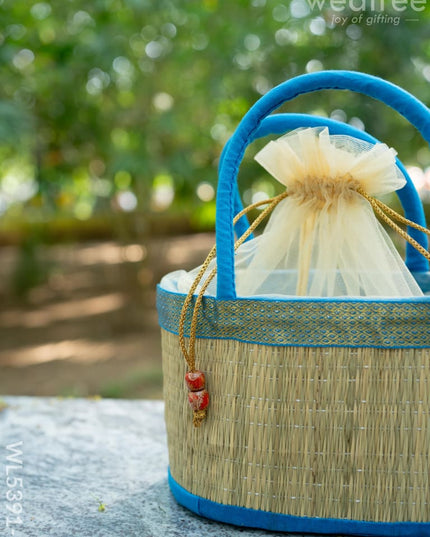 Korai Basket with Handle - Blue - 5 inch - WL5391-1 - Wedding Essentials