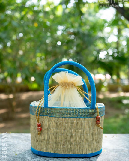 Korai Basket with Handle - Blue - 5 inch - WL5391-1 - Wedding Essentials