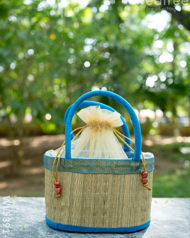 Korai Basket with Handle - Blue - 5 inch - WL5391-1 - Wedding Essentials