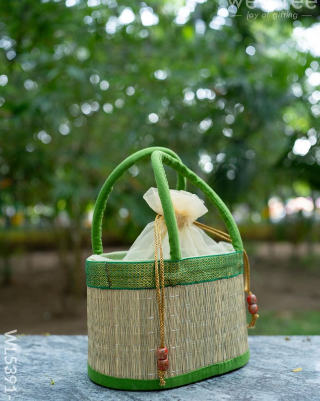 Korai Basket with Handle - Green - 5 inch - WL5391-2 - Wedding Essentials