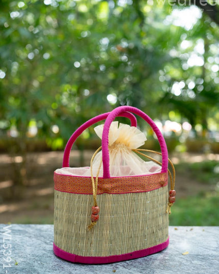 Korai Basket with Handle - Pink - 5 inch - WL5391-4 - Wedding Essentials
