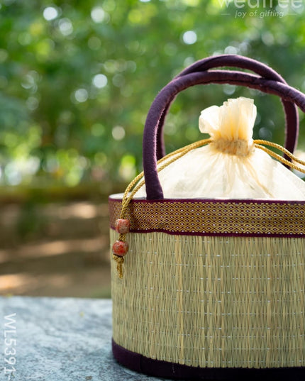 Korai Basket with Handle - Purple - 5 inch - WL5391-3 - Wedding Essentials