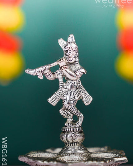 White Metal Krishna & Diya - WL4890 White Metal